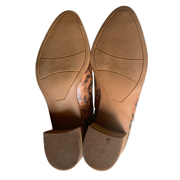 Franco Sarto Roar Snakeskin Embossed Brown/Cognac Bootie Sz 7M #190A - Picture 5 of 7